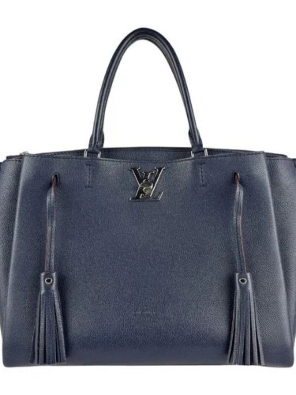 Auth LOUIS VUITTON Lockme Tote Handbag Shoulder Bag Navy Leather M54571 - z6944